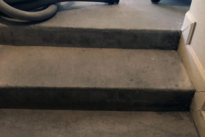 garage floor stairs before epoxy coating