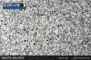 white silver flooring chips logo